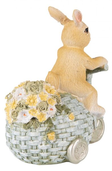 Dekorace soška králík na vajíčku tříkolce – 11x8x13 cm