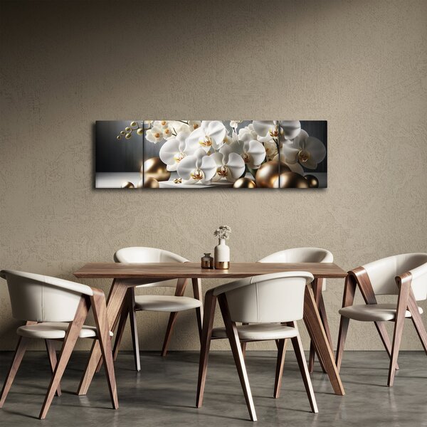 Obraz - Orchidej a zlaté koule (170x50 cm)