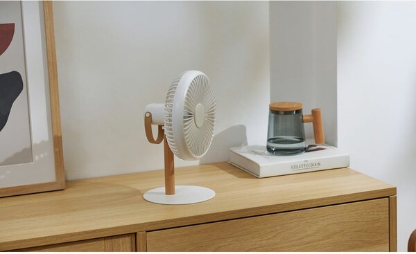Krémová stolní lampa s ventilátorem na dálkové ovládání (výška 26 cm) Beyond – Gingko