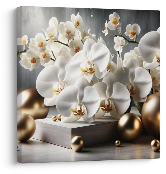 Obraz - Orchidej a zlaté koule (30x30 cm)