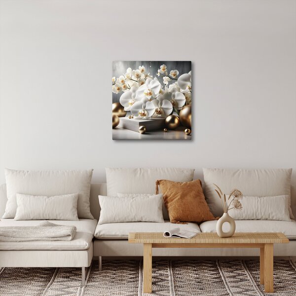 Obraz - Orchidej a zlaté koule (30x30 cm)