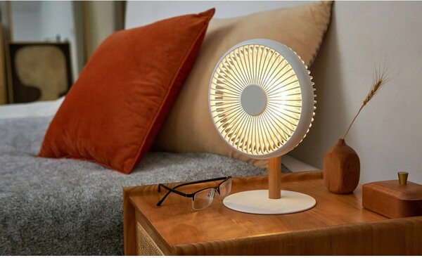Krémová stolní lampa s ventilátorem na dálkové ovládání (výška 26 cm) Beyond – Gingko