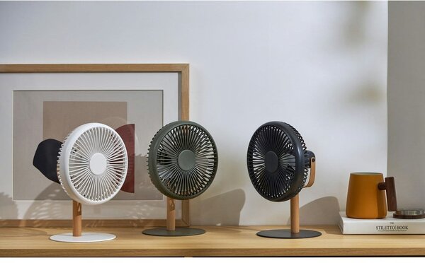 Krémová stolní lampa s ventilátorem na dálkové ovládání (výška 26 cm) Beyond – Gingko