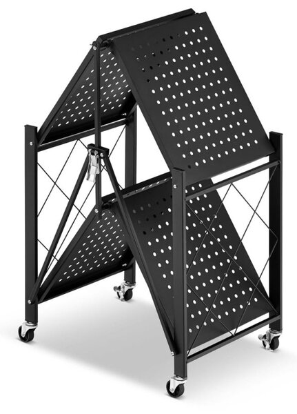 Kovový regál 70x35x50 cm 2 police lakovaný mobilní HIGHER CJ01-02