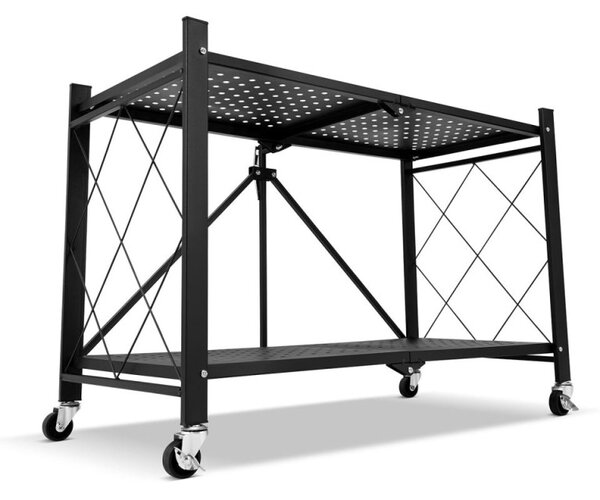 Kovový regál 70x35x50 cm 2 police lakovaný mobilní HIGHER CJ01-02