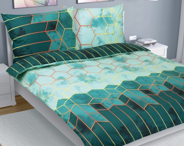 Bellatex Povlečení bavlna na dvoudeku Plástev zelená rozměr 1ks 180x200, 2ks 70x90 cm