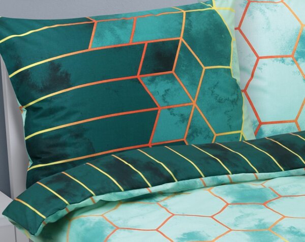 Bellatex Povlečení bavlna na dvoudeku Plástev zelená rozměr 1ks 180x200, 2ks 70x90 cm