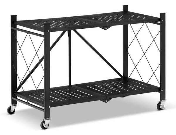 Kovový regál 70x35x50 cm 2 police lakovaný mobilní HIGHER CJ01-02