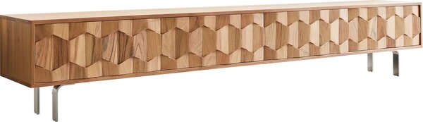 DELIFE TV stolek Fevo 220 cm akácie přírodní 4 dvířka L-podnož