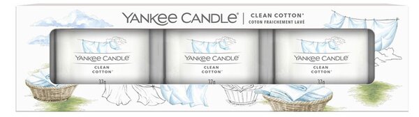 Yankee Candle sada 3 votivních svíček ve skle Clean Cotton