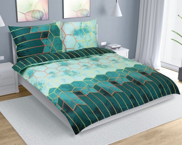 Bellatex Povlečení bavlna na dvoudeku Plástev zelená rozměr 1ks 180x200, 2ks 70x90 cm
