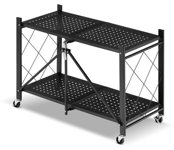 Kovový regál 70x35x50 cm 2 police lakovaný mobilní HIGHER CJ01-02
