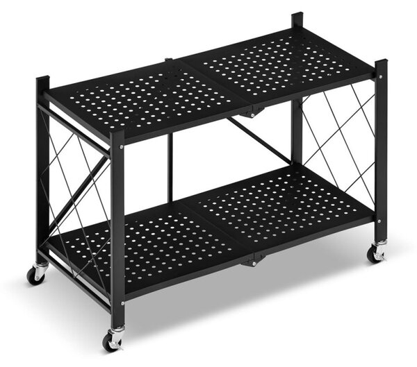 Kovový regál 70x35x50 cm 2 police lakovaný mobilní HIGHER CJ01-02