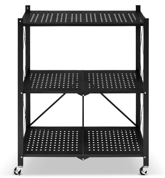 Kovový regál 70x35x87 cm 3 police lakovaný mobilní HIGHER CJ01-03