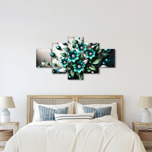 Obraz - 3D tyrkysové květy (125x70 cm)