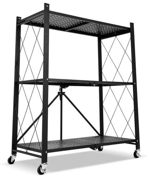 Kovový regál 70x35x87 cm 3 police lakovaný mobilní HIGHER CJ01-03
