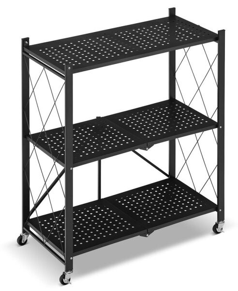 Kovový regál 70x35x87 cm 3 police lakovaný mobilní HIGHER CJ01-03