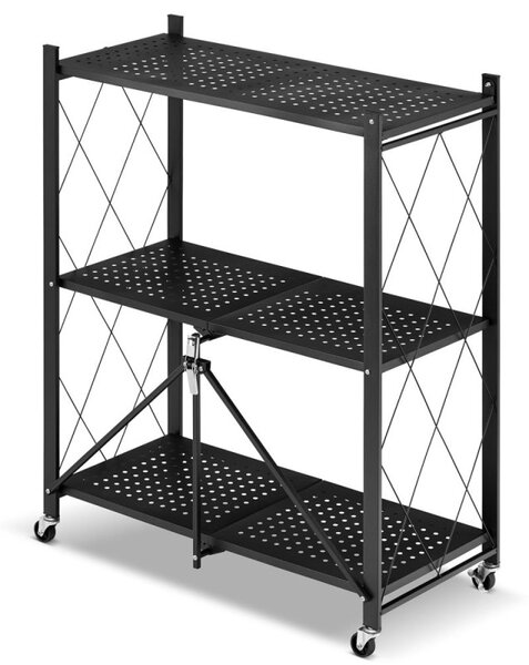 Kovový regál 70x35x87 cm 3 police lakovaný mobilní HIGHER CJ01-03