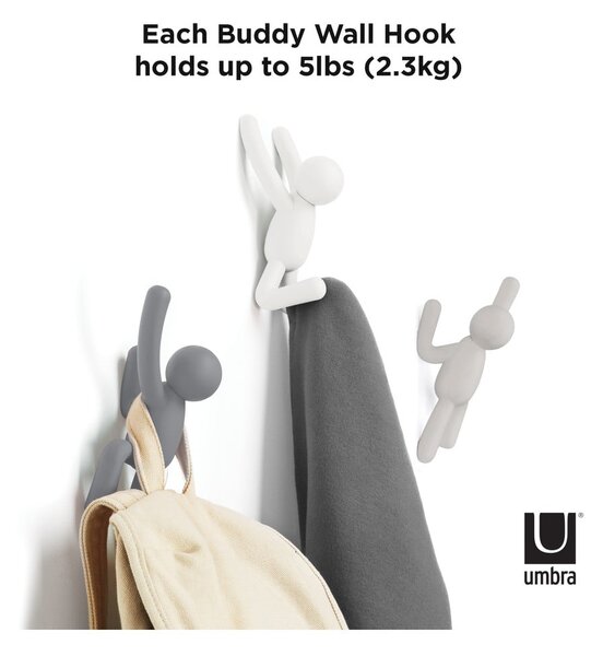 Nástěnné plastové háčky v sadě 3 ks Buddy – Umbra