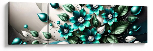 Obraz - 3D tyrkysové květy (170x50 cm)