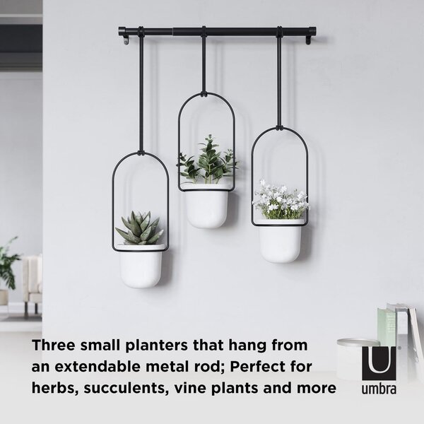 Plastové obaly na květináče v sadě 3 ks na bylinky/závěsné ø 7,5 cm Triflora – Umbra