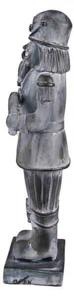 Šedá antik dekorace Louskáček s věnečkem I – 15x11x47 cm