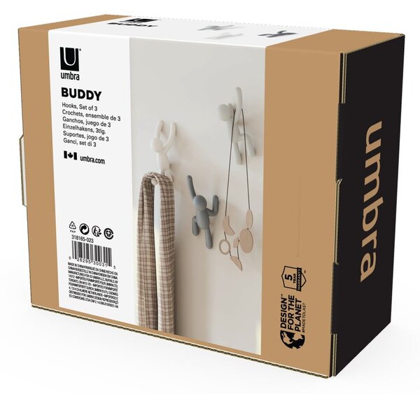 Nástěnné plastové háčky v sadě 3 ks Buddy – Umbra