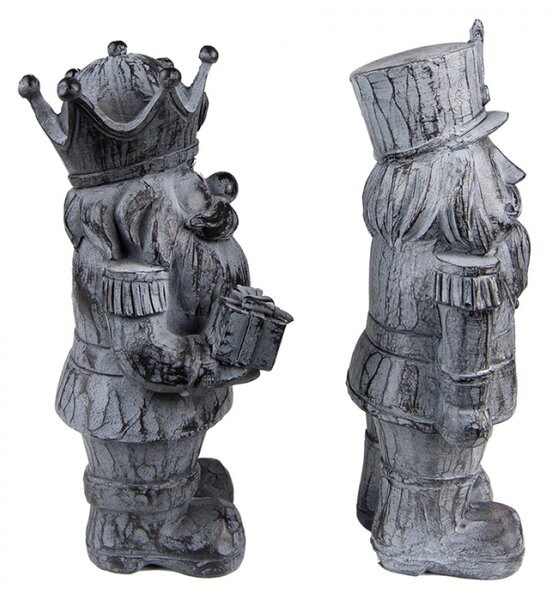 2ks šedá antik dekorace Louskáček – 11x8x21 cm
