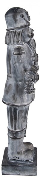 Šedá antik dekorace Louskáček s věnečkem I – 15x11x47 cm