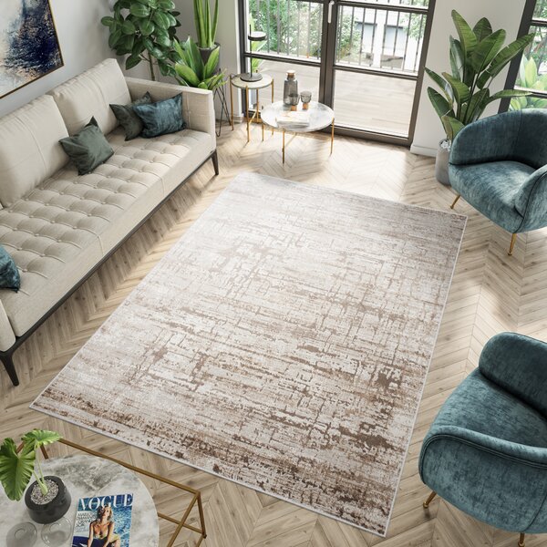 Makro Abra Moderní kusový koberec PORTLAND D175E Abstraktní hnědý bílý Rozměr: 80x150 cm