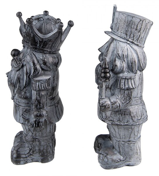 2ks šedá antik dekorace Louskáček – 11x8x21 cm