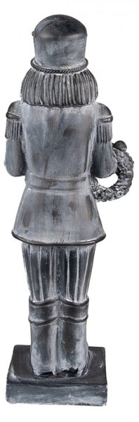 Šedá antik dekorace Louskáček s věnečkem I – 15x11x47 cm