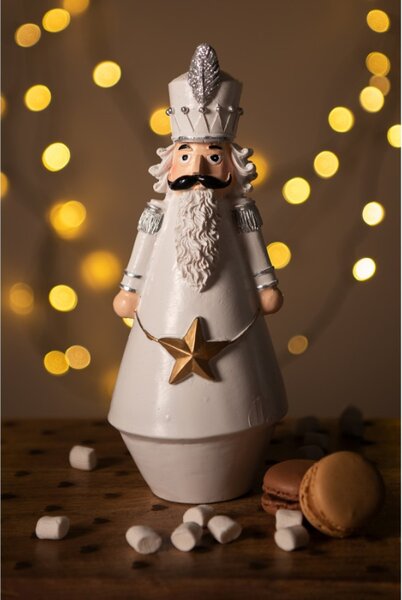 Vánoční dekorace Louskáček Bílý 9*9*24 cm – 9x9x24 cm