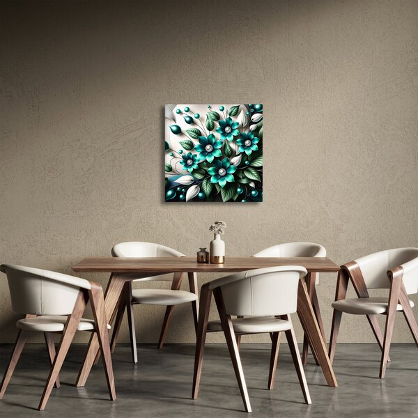 Obraz - 3D tyrkysové květy (30x30 cm)