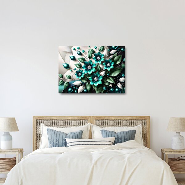Obraz - 3D tyrkysové květy (70x50 cm)