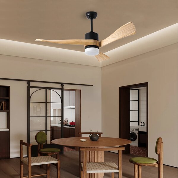 Immax NEO LITE SOFISTICADO Smart LED stropní svítidlo s ventilátorem Tuya WiFi černé/dřevo