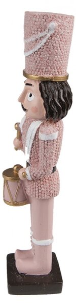 Vánoční dekorace socha Louskáček v růžovém obleku – 5x4x16 cm