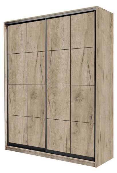 Skříň 2D Loft 1500x2400x600, 2 DTD Lines BL, Dub kraft šedý