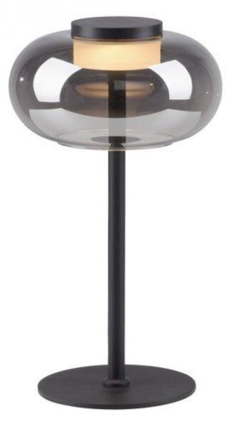 JUST LIGHT Kolekce Schöner Wohnen stolní lampa SIA černá, kouřové sklo, šňůrový vypínač 3000K