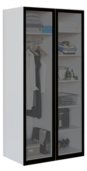 Skříň 2D 100 vitrína grafit BL, korpus bílý