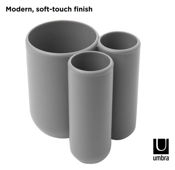 Šedý plastový kelímek na zubní kartáčky Touch – Umbra