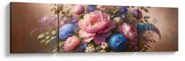 Obraz - Stůl plný květů (170x50 cm)