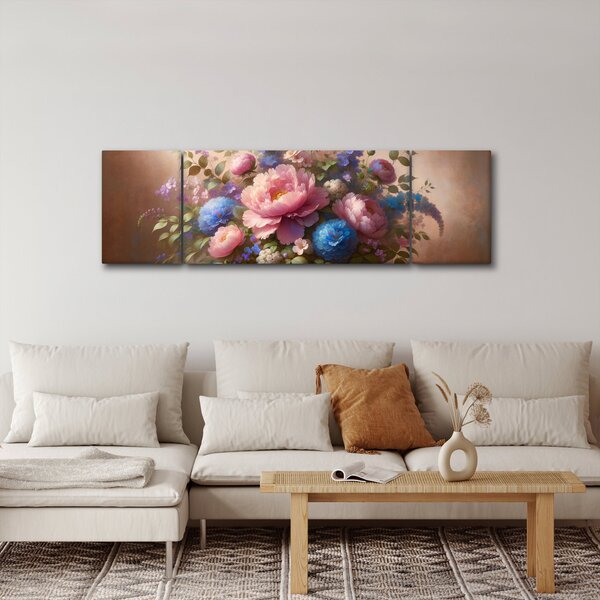 Obraz - Stůl plný květů (170x50 cm)