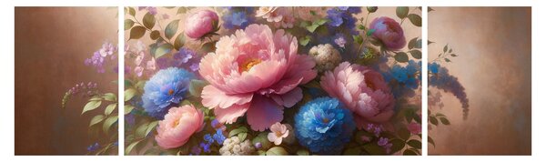 Obraz - Stůl plný květů (170x50 cm)