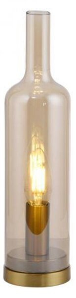 PAUL NEUHAUS JUST LIGHT Stolní lampa BOTTLE, jantarové sklo, šňůrový vypínač, vyměnitelná žárovka