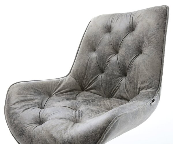 DELIFE Jídelní židle Taimi-Flex mikrovlákno šedá antik křížová podnož široká černá 360° otočná houpací funkce