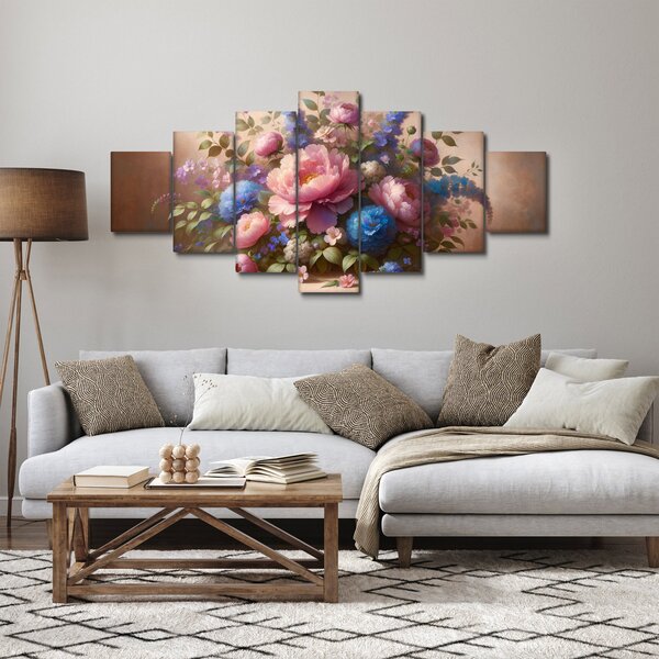 Obraz - Stůl plný květů (210x100 cm)