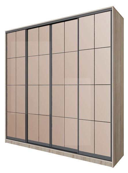 Skříň 4D 2400x2400x600 Světlý dub sonoma, 4D Loft Zrcadlo Lines BL