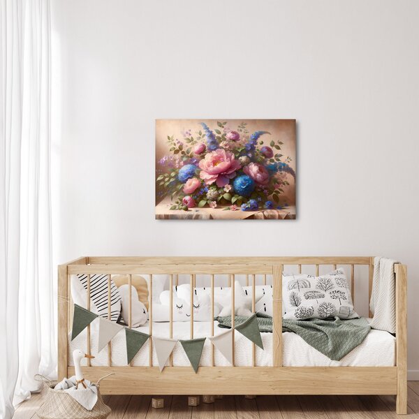 Obraz - Stůl plný květů (70x50 cm)