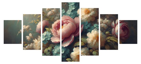 Obraz - Zátiší s květinami - malba (210x100 cm)